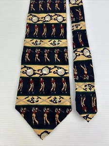 Men’s Golfing Neck Tie Crooks & Creed London Silk Handmade Navy Yellow - Bild 1 von 15