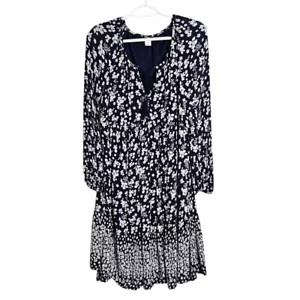 OLD NAVY Long Sleeve Shift Dress NAVY BLUE & WHITE Floral size S Boho Bloomcore - Picture 1 of 7