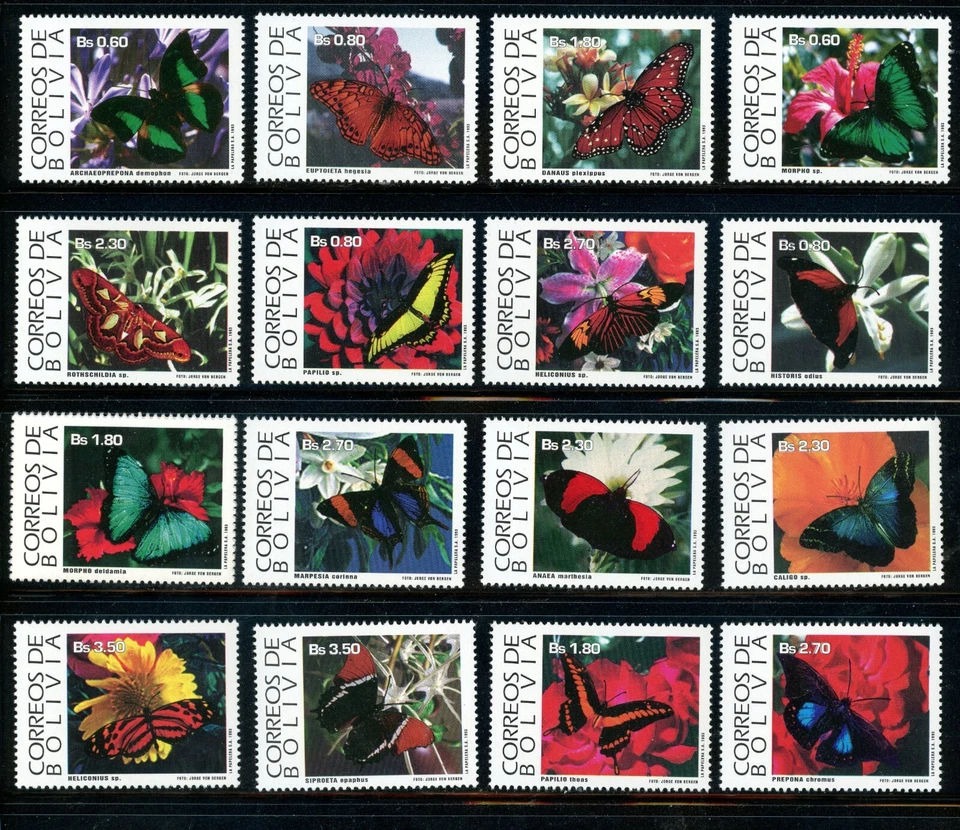 BOLIVIA 1993 SCOTT# 874-889 MARIPOSAS MNH COMO SE MUESTRA Foto 1 de 1