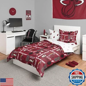Miami Heat Team Farbe Bett in einer Tasche Bettdecke Bettwäsche 5-teiliges Set - Twin - Bild 1 von 5