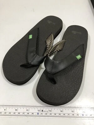 Sanuk Hombre Tanga Negro Sintético Chanclas Planas Sandalia Talla 8 MR Foto 1 de 4