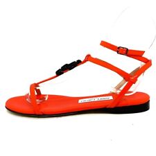 Auth JIMMY CHOO - Orange Patent Leather Women's Sandals