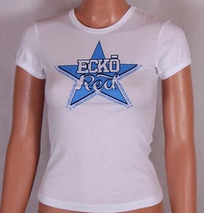 Marc Ecko Red Womens White & Blue Fitted T Shirt Top Free UK Ship XS UK 6 BNWT - Picture 1 of 2