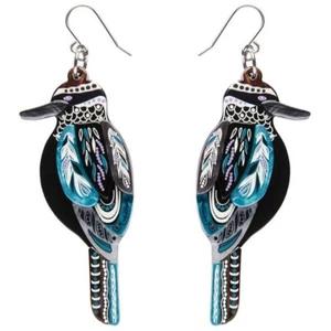 ERSTWILDER The Kookaburra Gunggaga Ohrringe Aborigine Kunst Melanie Hava Neu mit Etikett - Bild 1 von 4