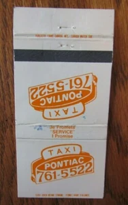TAXI CAB: PONTIAC TAXI (MONTREAL & VERDUN, QUEBEC) (MATCHBOOK MATCHCOVER) -F24 - Picture 1 of 1