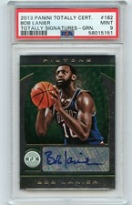 2013-14 PANINI TOTALLY CERTIFIED #182 BOB LANIER AUTOGRAPH GREEN SP #1/2 - PSA 9