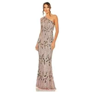 Mac Duggal 5976 One Shoulder Sequin Embellished Gown in Apricot sz. 4 NWT - Picture 1 of 6