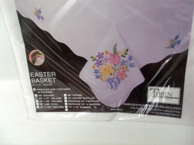 Tobin Stamped Tablecloth EASTER BASKET 50" x 70"  Cross Stitch & Embroidery  - Image 1 of 3