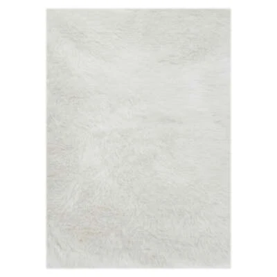 White Faux Fur Rug Non-Slip Fluffy Living Room Rug, 30" x 46" Foto 1 de 4