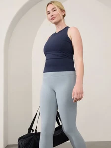 Athleta M MEDIUM Transcend Racerback Tank Top Navy Yoga Workout Fitted Shirt NWT - Picture 1 of 4