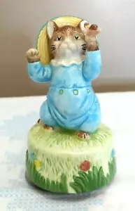 Schmid 1988 Beatrix Potter Tom Kitten Vintage Ceramica Music Box Figura Nata Gratis - Foto 1 di 9
