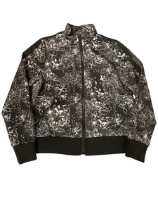Decjuba Bomber Jacket Women's Size Large Floral Black White Full Zipper - Picture 1 of 8