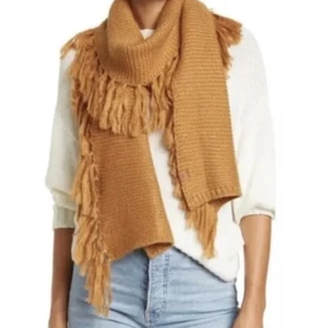 FRYE Zopf Fransen Schal für Damen braun Neu mit Etikett - Bild 1 von 5
