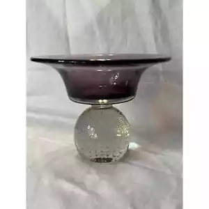 Vaso composto vintage raro Carl Erickson vetro a bolle controllato ametista viola - Foto 1 di 6