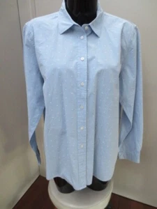 TRENERY LADIES 100% COTTON L/S SHIRT SIZE XXL - SKY BLUE WITH WHITE ACCENTS  GUC - Imagen 1 de 14
