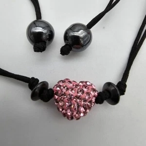 Crystal Pink Heart Bracelet Gold tone Cross AND Natural Stone 3 Pendant Bracelet - Picture 1 of 23
