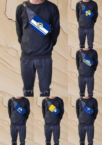 Los Angeles Rams Men Zipped Fanny Pack Adjustable Crossbody Hiking Waist Bag Cover