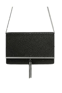 OLGA BERG Sara Black Pyramid Mesh Clutch Formal Evening Bag - Picture 1 of 3