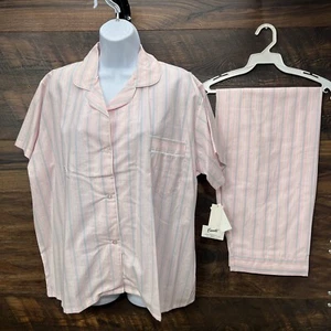 Vintage Carole Women's Pajama 2-Piece Set Pink Light Large Short Sleeves Y2K USA - Picture 1 of 17