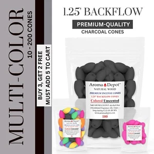 BACKFLOW Colored Unscented Incense Cones 1.25" multi-colors for waterfall burner - Picture 1 of 33