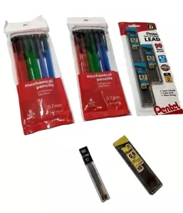 2 Pentel Mechanical Pencils & Lead 0.7mm Refills Lot Office Depot New + Extras - Picture 1 of 11