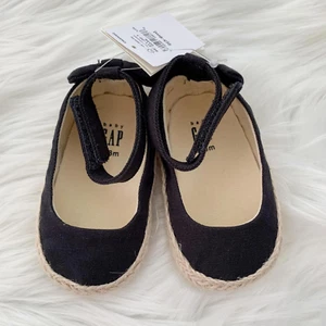 NWT Baby Gap - July 14.50 Moonless Night black canvas shoes bow, 3-6 mos - Picture 1 of 5