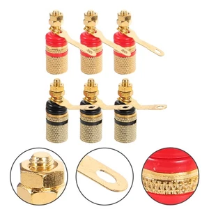 Conector hembra Banana Jack terminal de varilla de cobre chapado en oro de 6 piezas para amplificador - Imagen 1 de 12
