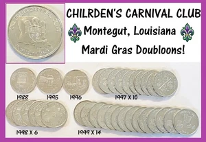 CLUB DE CARNAVAL INFANTIL Montegut, LA Lote De Colección 33 Fichas de Moneda Doble Mardi Gras! - Imagen 1 de 8
