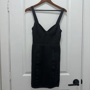 Haute Monde Dress Size Small S Black Back Zipper-Up Bodycon Gartered Women - Picture 1 of 12
