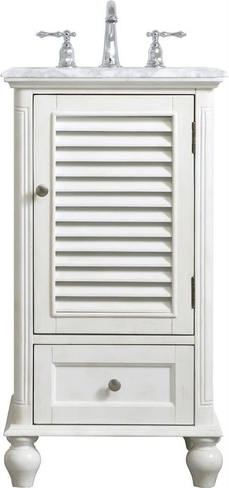 Antiguo tocador blanco 19 con tapa de mármol Foto 1 de 1