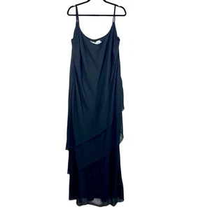Cameron Blake Elegant Black Evening Gown Sleeveless Layered Midi Womens Sz 20 - Picture 1 of 7