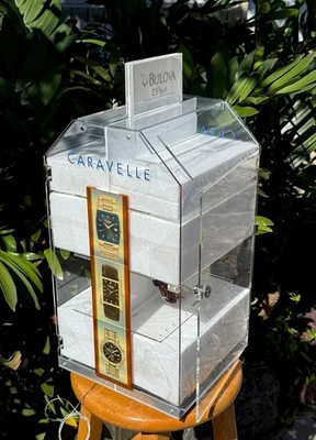 ⭕️ NEW CARAVELLE BY BULOVA ROTATING ACRYLIC WATCH DISPLAY CASE WITH LOCK & KEYS - Image 1 of 4