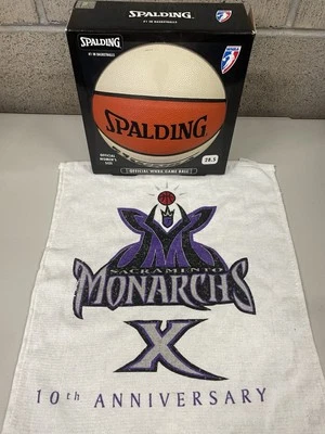 NEW Bundle Spalding WNBA Official Game Ball Basketball Sacramento Monarchs Towel - Image 1 of 4