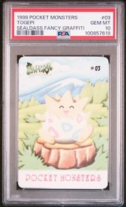 Togepi Pokemon 1998 Bandai Sealdass Fancy Graffiti Japanese #03 PSA 10 - Picture 1 of 2