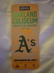 Boleto de la Serie Final de Atletismo Oakland Coliseum A SGA Talón 24/09/24 1968-2024 - Imagen 1 de 2