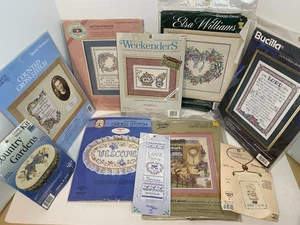 Vtg Floral Theme Cross Stitch Kits Lot of 10 Bucilla, Elsa Williams, Candamar - Picture 1 of 9