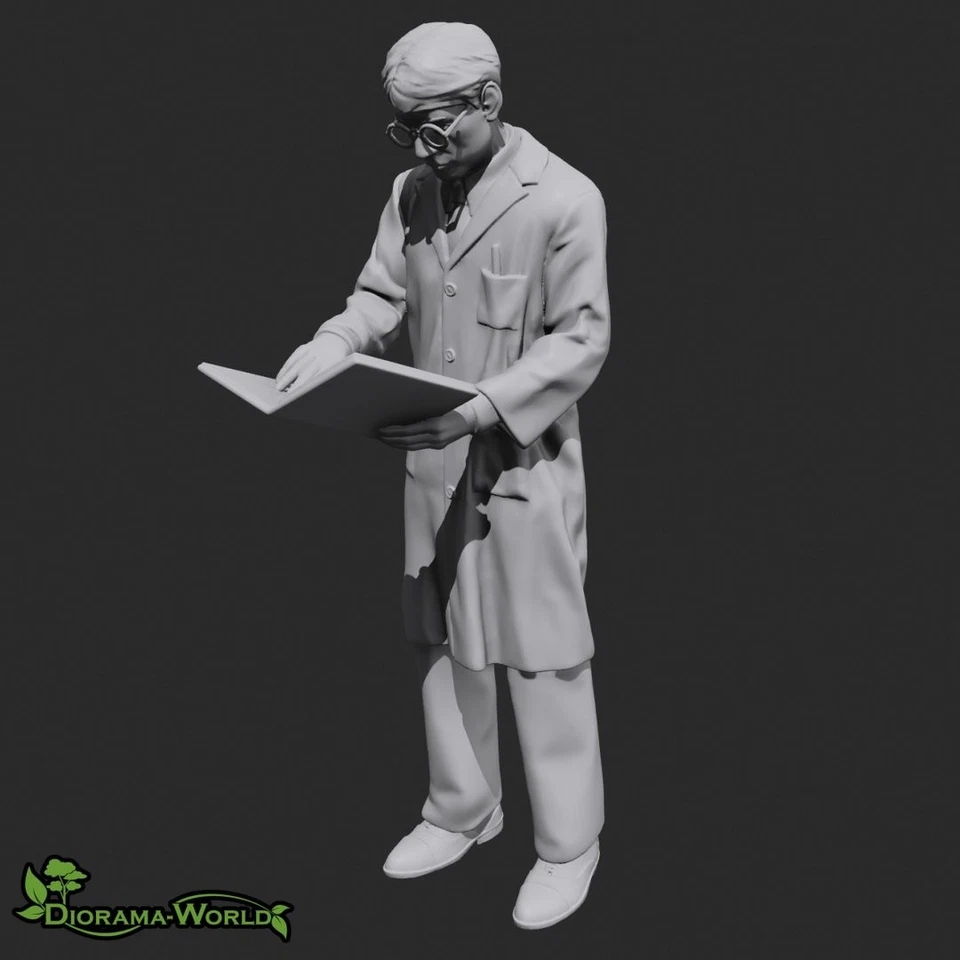 LASER CREATION-WORLD Wissenschaftler mit Buch - 3D Druck Resin Figur - Modellbau Diorama Figur