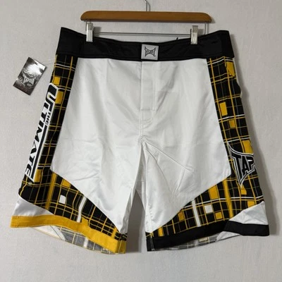 Tapout Ultimate Fighter MMA UFC Boxing Board Shorts 36 38 Yellow White Plaid NWT - Image 1 of 4