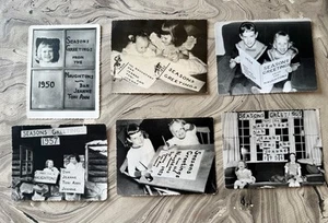 SEIS Maravillosas Fotos FALUDOS NAVIDEÑOS de Navidad Años 50 Originales Negro Blanco - Imagen 1 de 8