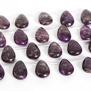 Perline di pietre preziose a goccia viola liscio AAA lepidolite 13X10X5MM 15" - Foto 1 di 3