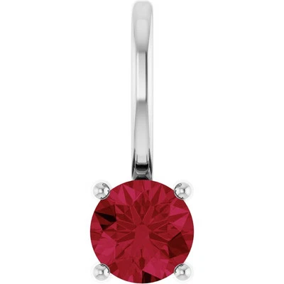 Platinum Imitation Ruby Solitaire Charm/Pendant - Image 1 of 2