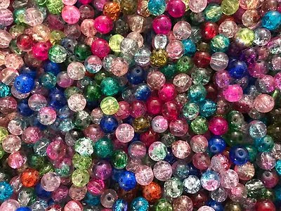 ESPACIADORES DE CRISTAL CRACKLE, DIJES, 500 CUENTAS 8MM O 600 6MM COLOR SURTIDO Foto 1 de 4