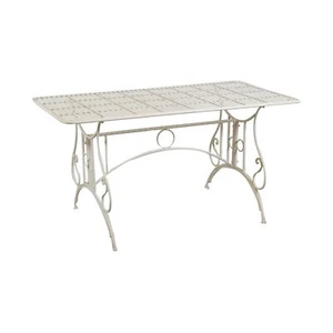 Biscottini Garden Table Iron Foldable Rectangular Outdoor Coffee Table Antique - Picture 1 of 4