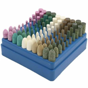 100 x Rubber Wool Mounted Grinding Stone Polishing Burr Bit Wheel Kit for Dremel - Picture 1 of 5