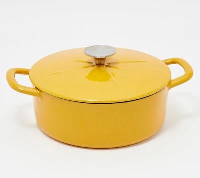 Cook's Essentials Sparkle Enamel Cast-Iron 3-qt Dutch w/ Rack in Gold - Image 1 of 3