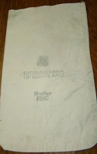Vintage Sack Citizens Bank Maryland schwerer Canvas Stoff Aufbewahrungstasche 18" 10 1/2" - Bild 1 von 6