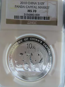 2010 China Panda CAPITAL MARKET S10Y NGC MS70 silver 1oz 10 yuan - Picture 1 of 6