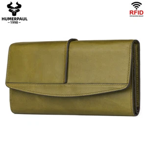 Portafoglio Donna Grande Elegante Vera Pelle Protezione RFID Portamonete Piccolo - Foto 1 di 26