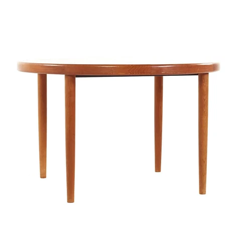 Kofod Larsen Mid Century Teak Expanding Dining Table 2 Leaves Cover