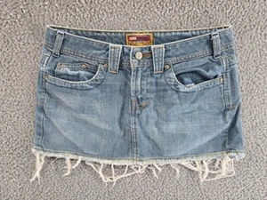 Blue Asphalt Denim Skirt Size 5 Juniors Micro Mini Vintage Y2K Grunge Distressed - Picture 1 of 6